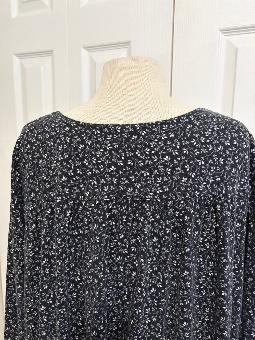 Croft and Barrow Black Floral Print Pullover Midi Cotton Nightgown Size 3X - Picture 10 of 15